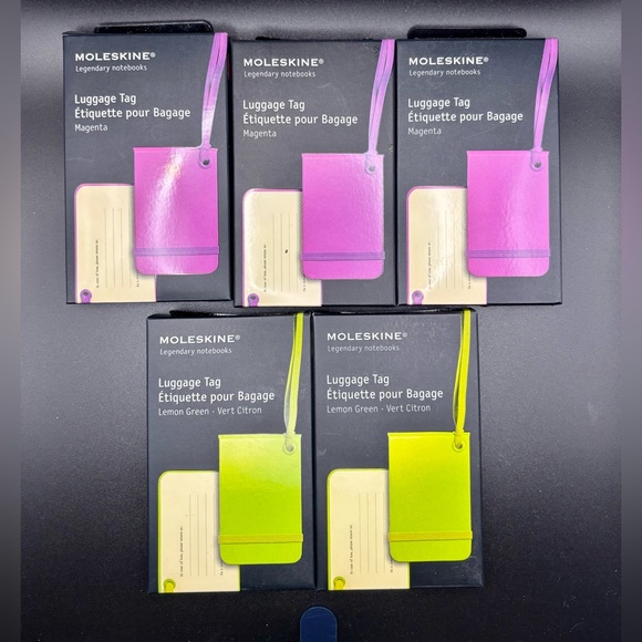 Set of Moleskine Luggage Tags - Magenta and Lemon Green - Picture 1 of 2